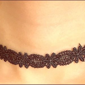 Black Lace Choker Necklace 12-17 Inch
